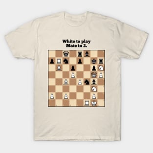 Chess puzzle sticker and magnet. Mate in 2. T-Shirt